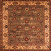 Square Machine Washable Oriental Orange Industrial Area Rugs, wshurb2318org