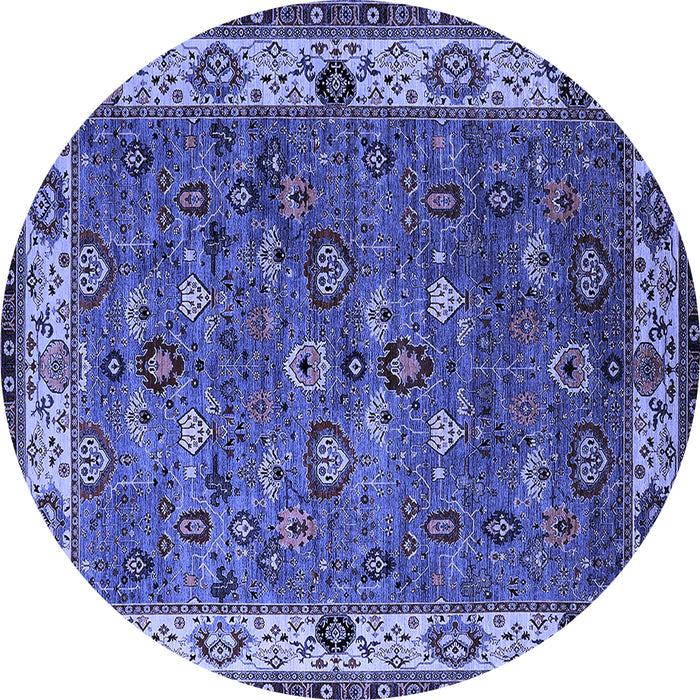 Round Oriental Blue Industrial Rug, urb2318blu