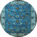 Round Oriental Light Blue Industrial Rug, urb2318lblu