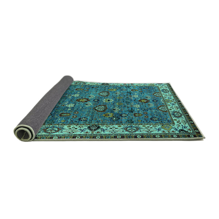 Sideview of Oriental Turquoise Industrial Rug, urb2318turq