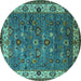 Round Oriental Turquoise Industrial Rug, urb2318turq