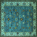 Square Oriental Turquoise Industrial Rug, urb2318turq