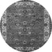 Round Machine Washable Oriental Gray Industrial Rug, wshurb2318gry