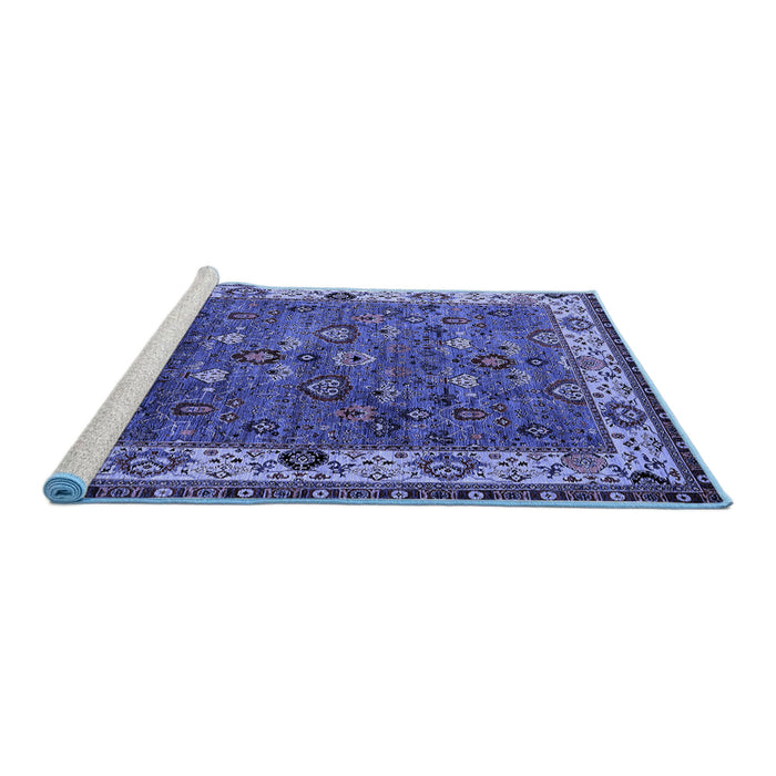 Sideview of Machine Washable Oriental Blue Industrial Rug, wshurb2318blu