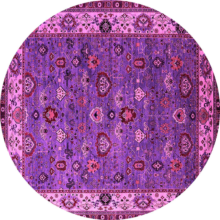 Round Machine Washable Oriental Pink Industrial Rug, wshurb2318pnk