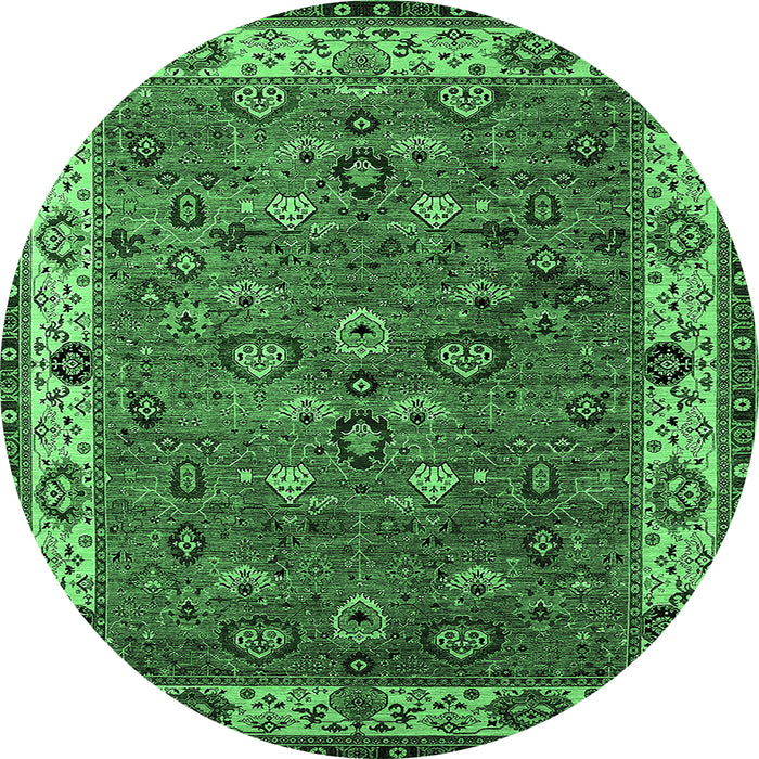 Round Oriental Emerald Green Industrial Rug, urb2318emgrn