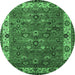 Round Oriental Emerald Green Industrial Rug, urb2318emgrn