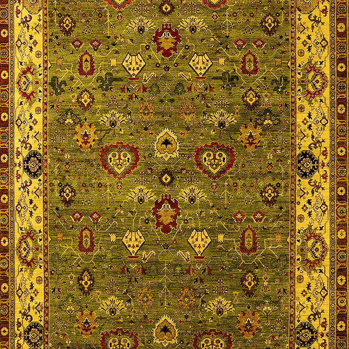 Machine Washable Oriental Yellow Industrial Rug, wshurb2318yw