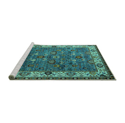 Sideview of Machine Washable Oriental Turquoise Industrial Area Rugs, wshurb2318turq