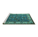 Sideview of Machine Washable Oriental Turquoise Industrial Area Rugs, wshurb2318turq