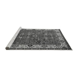 Sideview of Machine Washable Oriental Gray Industrial Rug, wshurb2318gry