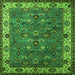 Square Machine Washable Oriental Green Industrial Area Rugs, wshurb2318grn