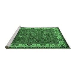 Sideview of Machine Washable Oriental Emerald Green Industrial Area Rugs, wshurb2318emgrn