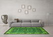 Machine Washable Oriental Green Industrial Area Rugs in a Living Room,, wshurb2318grn