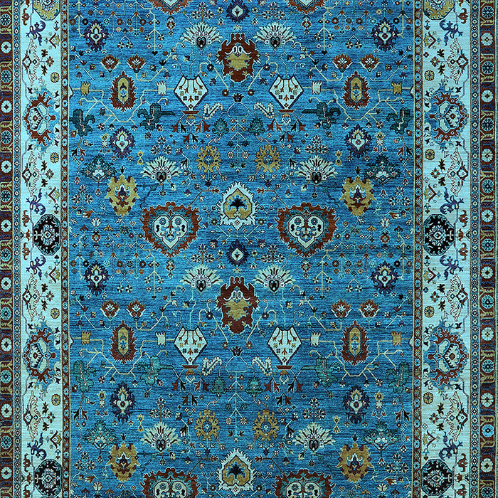 Machine Washable Oriental Light Blue Industrial Rug, wshurb2318lblu