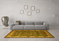 Machine Washable Oriental Yellow Industrial Rug, wshurb2318yw