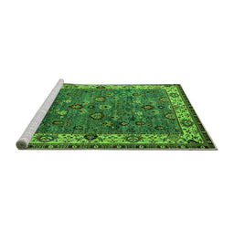 Sideview of Machine Washable Oriental Green Industrial Area Rugs, wshurb2318grn