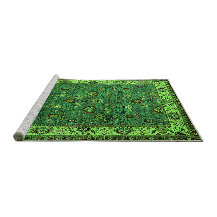 Sideview of Machine Washable Oriental Green Industrial Area Rugs, wshurb2318grn
