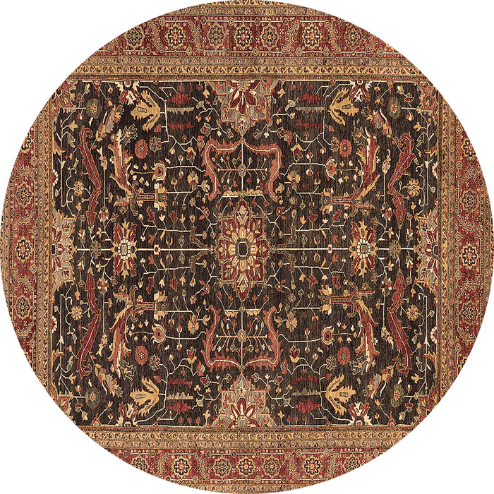 Round Oriental Brown Industrial Rug, urb2319brn