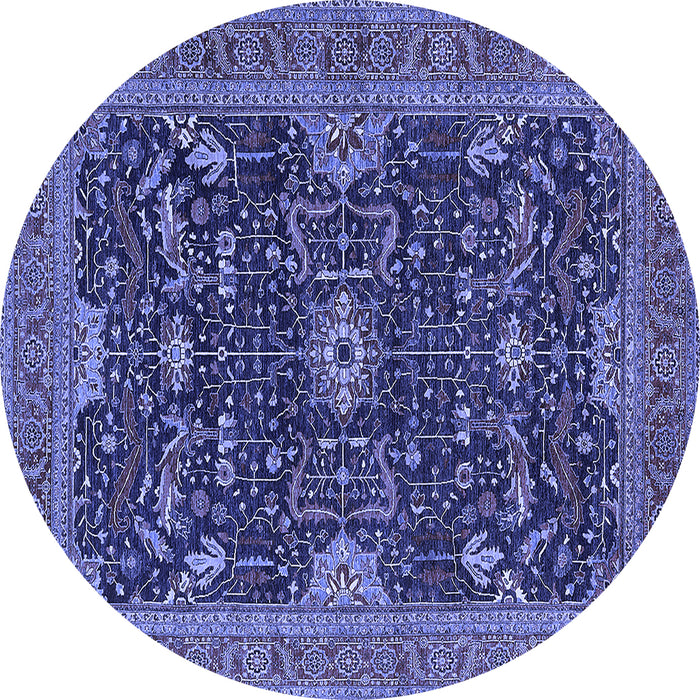 Round Oriental Blue Industrial Rug, urb2319blu