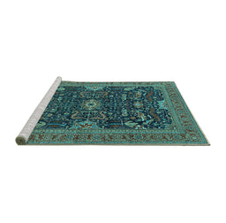 Sideview of Machine Washable Oriental Turquoise Industrial Area Rugs, wshurb2319turq