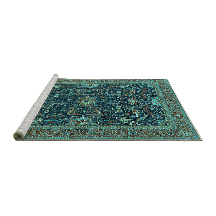 Sideview of Machine Washable Oriental Turquoise Industrial Area Rugs, wshurb2319turq