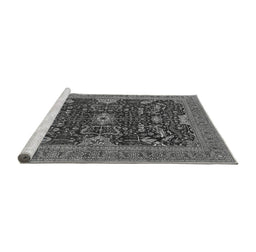 Sideview of Machine Washable Oriental Gray Industrial Rug, wshurb2319gry