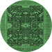 Round Oriental Emerald Green Industrial Rug, urb2319emgrn