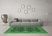 Machine Washable Oriental Emerald Green Industrial Area Rugs in a Living Room,, wshurb2319emgrn