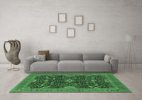 Machine Washable Oriental Emerald Green Industrial Rug, wshurb2319emgrn