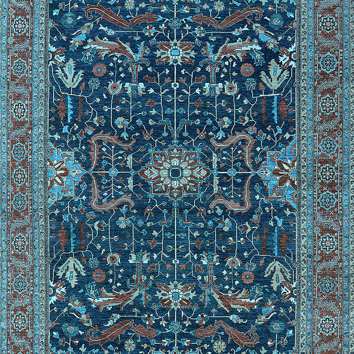 Machine Washable Oriental Light Blue Industrial Rug, wshurb2319lblu