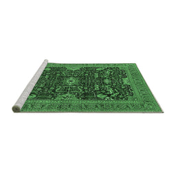 Sideview of Machine Washable Oriental Emerald Green Industrial Area Rugs, wshurb2319emgrn