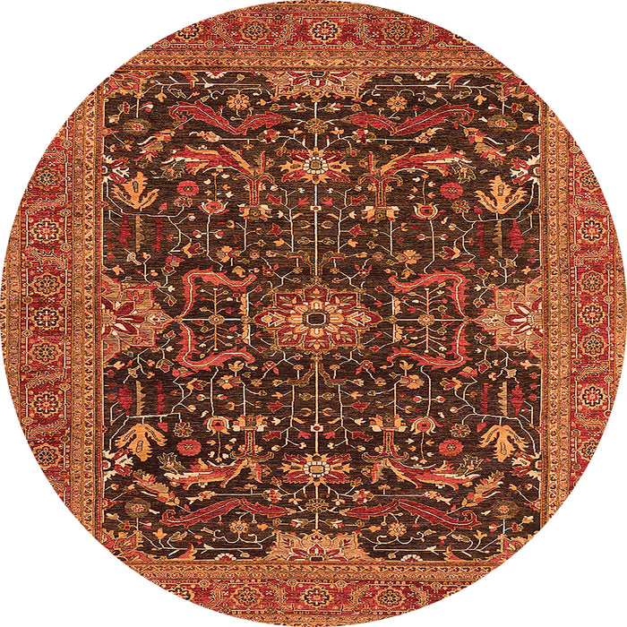 Round Oriental Orange Industrial Rug, urb2319org
