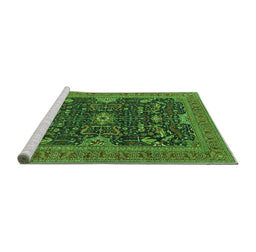 Sideview of Machine Washable Oriental Green Industrial Area Rugs, wshurb2319grn