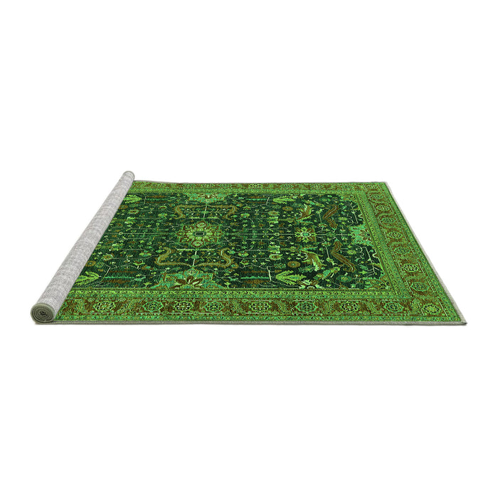 Sideview of Machine Washable Oriental Green Industrial Area Rugs, wshurb2319grn