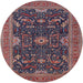 Round Mid-Century Modern Plum Purple Oriental Rug, urb2319