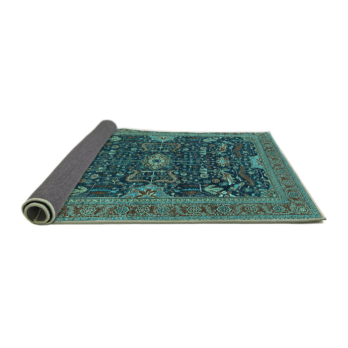 Sideview of Oriental Turquoise Industrial Rug, urb2319turq
