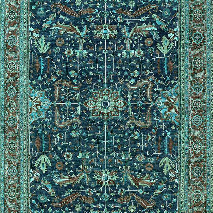 Machine Washable Oriental Turquoise Industrial Area Rugs, wshurb2319turq