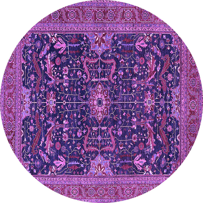 Round Machine Washable Oriental Purple Industrial Area Rugs, wshurb2319pur