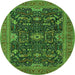 Round Oriental Green Industrial Rug, urb2319grn