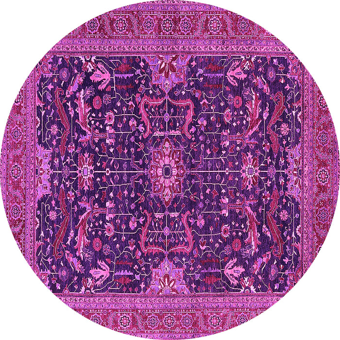 Round Machine Washable Oriental Pink Industrial Rug, wshurb2319pnk
