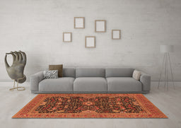 Machine Washable Oriental Orange Industrial Area Rugs in a Living Room, wshurb2319org