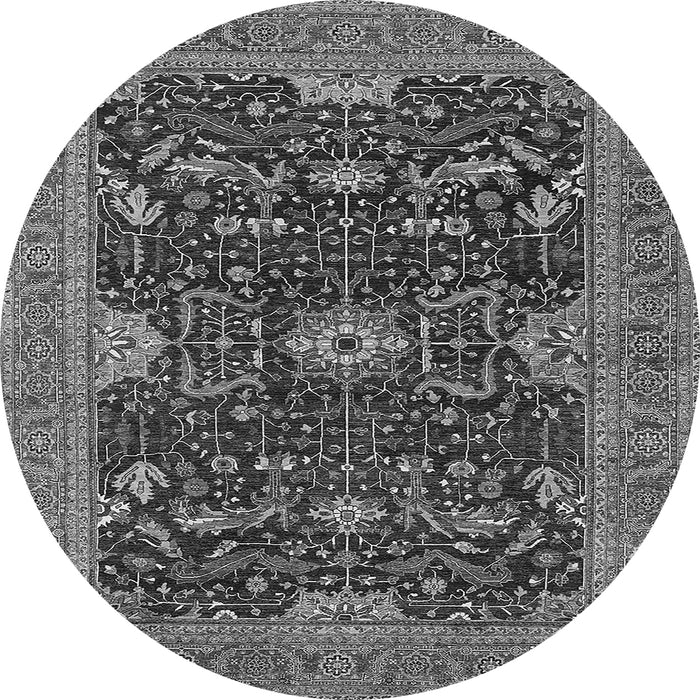 Round Oriental Gray Industrial Rug, urb2319gry