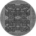 Round Oriental Gray Industrial Rug, urb2319gry