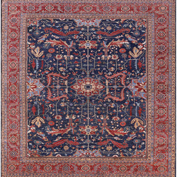 Square Mid-Century Modern Plum Purple Oriental Rug, urb2319