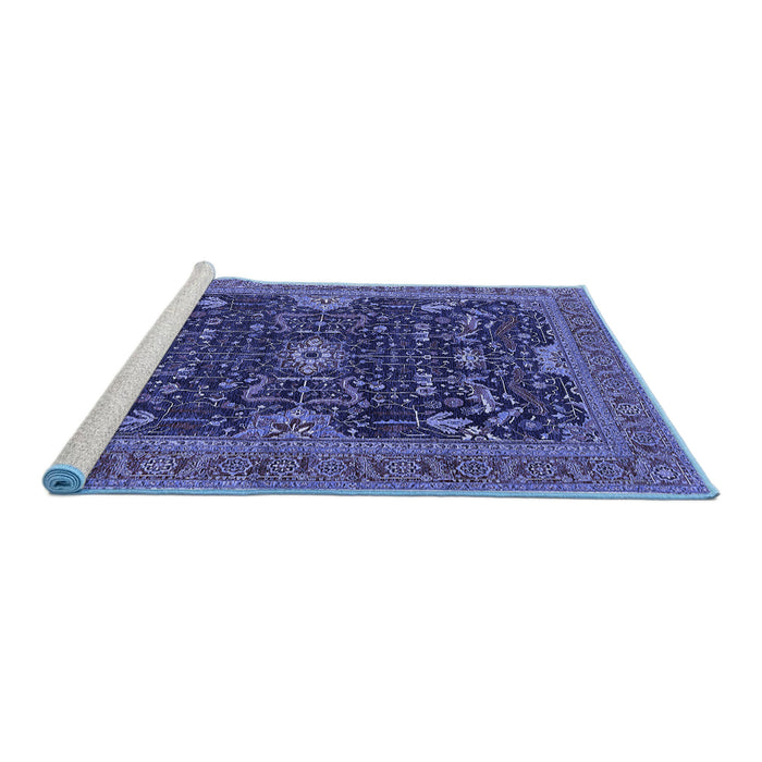 Sideview of Machine Washable Oriental Blue Industrial Rug, wshurb2319blu