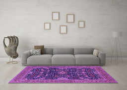 Machine Washable Oriental Purple Industrial Area Rugs in a Living Room, wshurb2319pur
