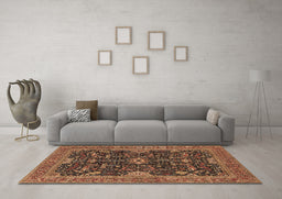 Machine Washable Oriental Brown Industrial Rug in a Living Room,, wshurb2319brn