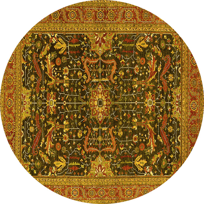 Round Oriental Yellow Industrial Rug, urb2319yw