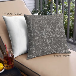 Front View of Mid-Century Modern Urban Square Charcoal Black Throw Pillow, 18 inch by 18 inch, pwurb231